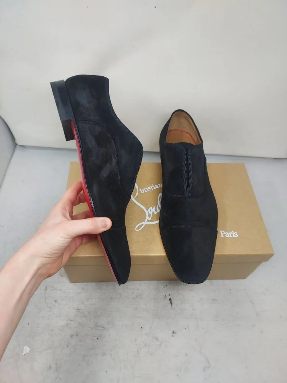 Christian Louboutin MENS Black Alpha Male Suede Oxford Shoe